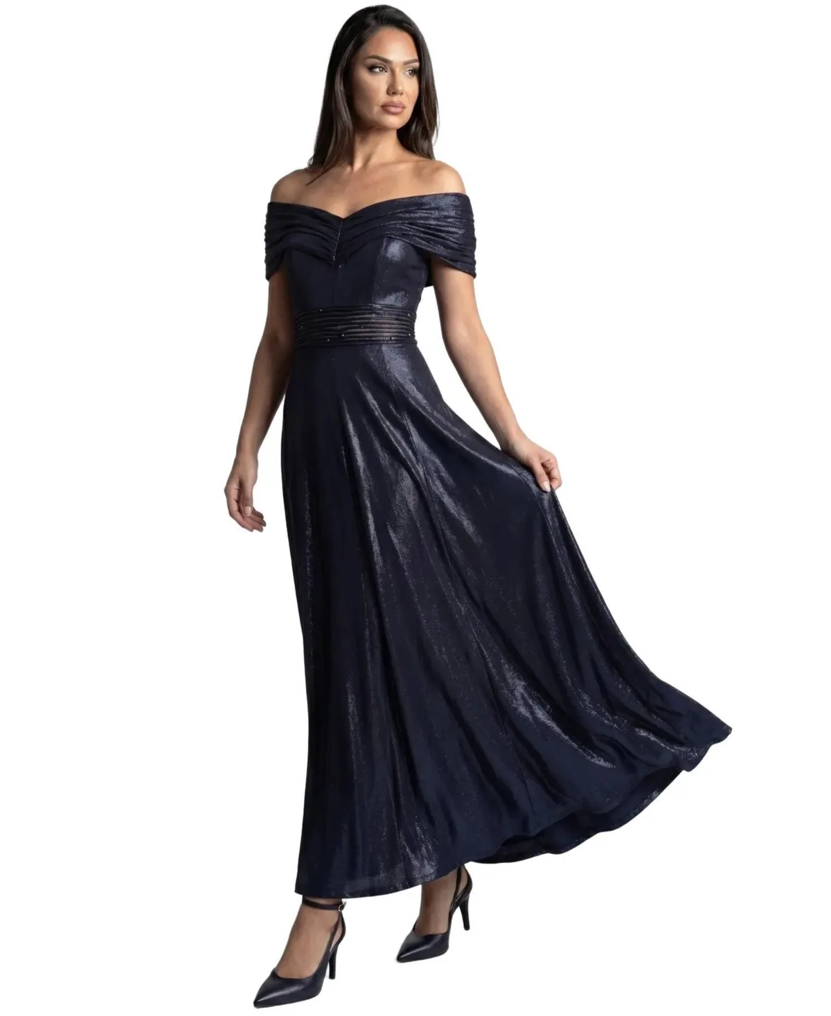 Iris Off-Shoulder Sweetheart Beaded Gown