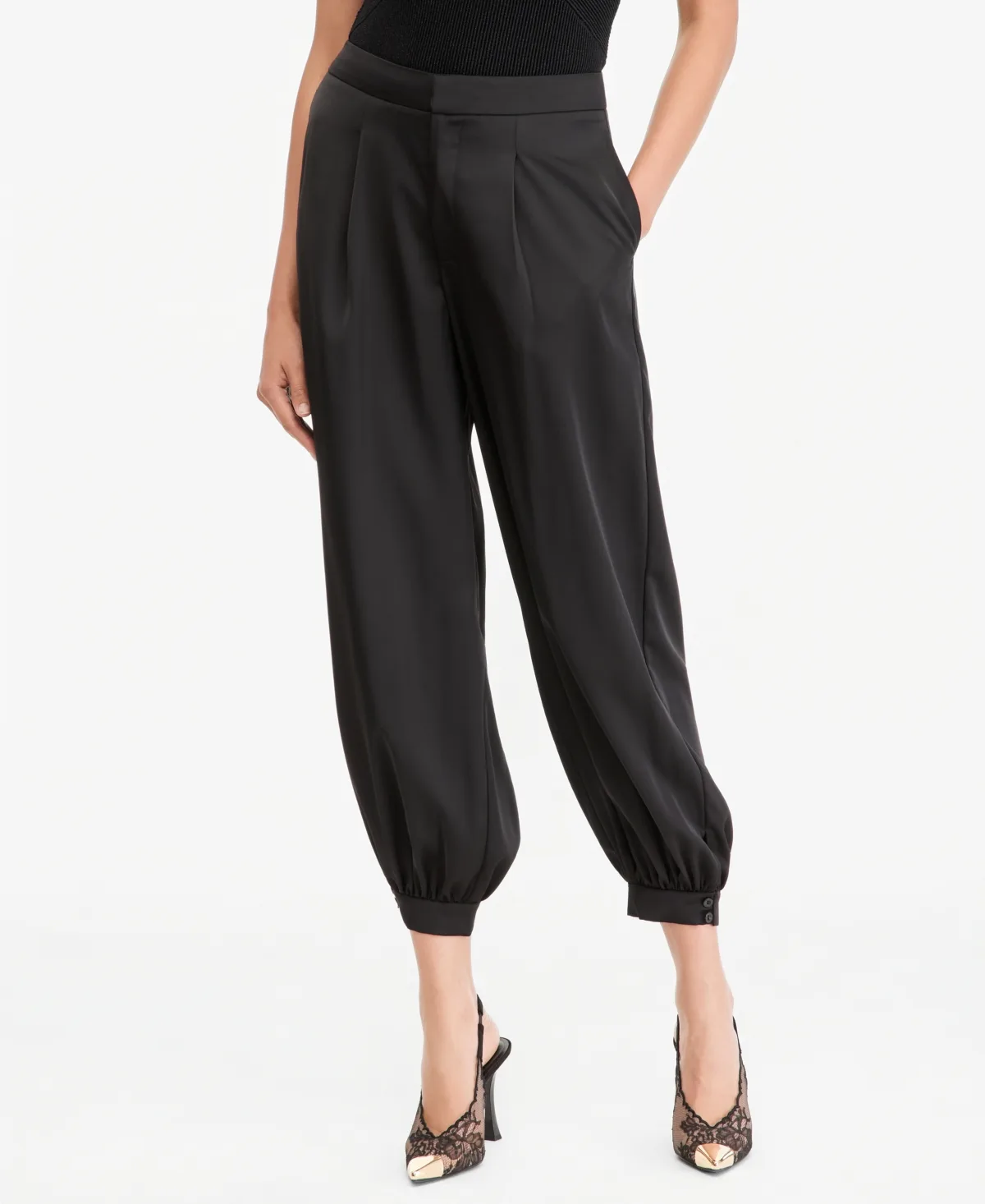 High-Waist Pleated Satin Bubble Pants by INC International Concepts