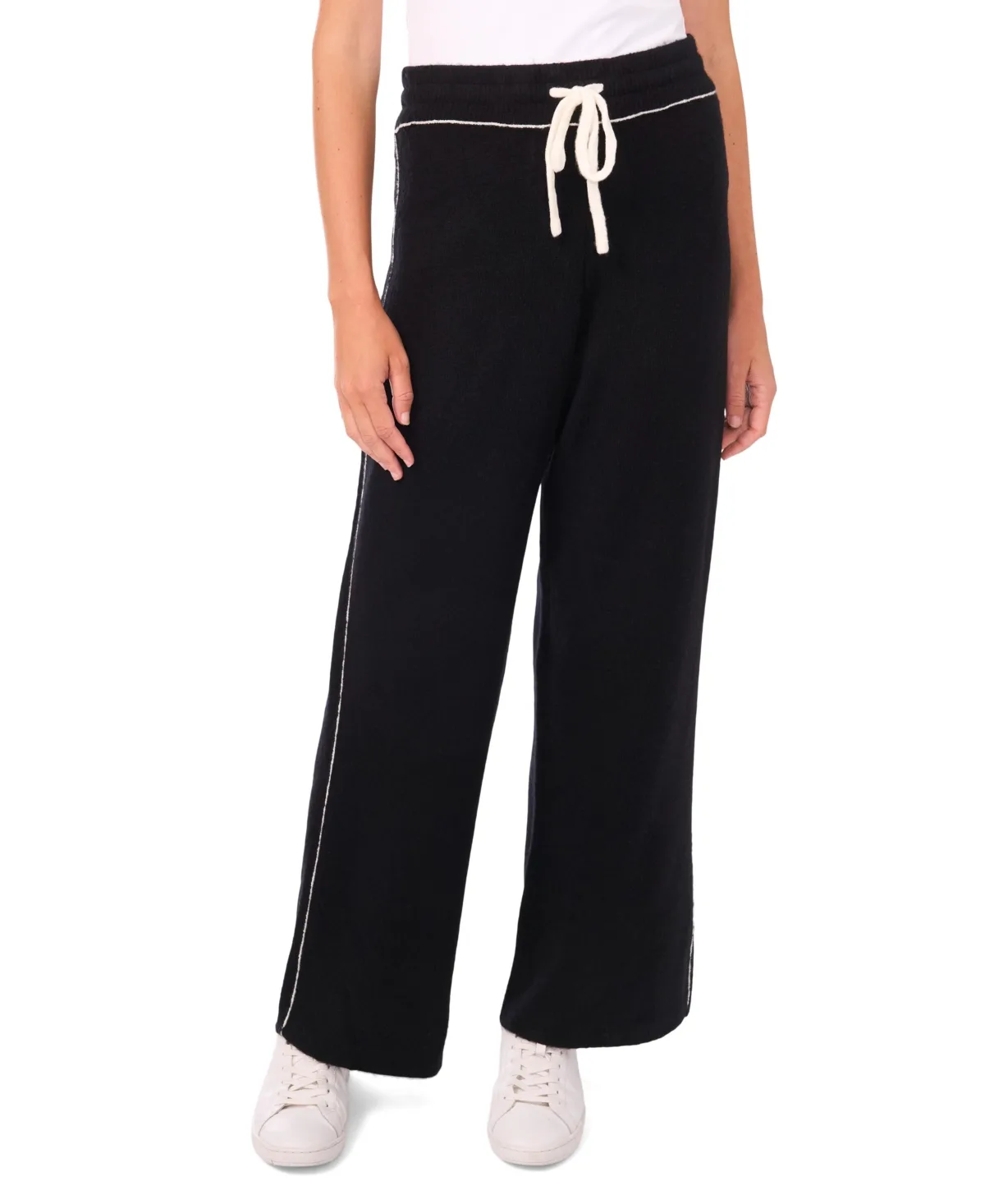 Wide-Leg High-Rise Drawstring Sweatpants by Vince Camuto