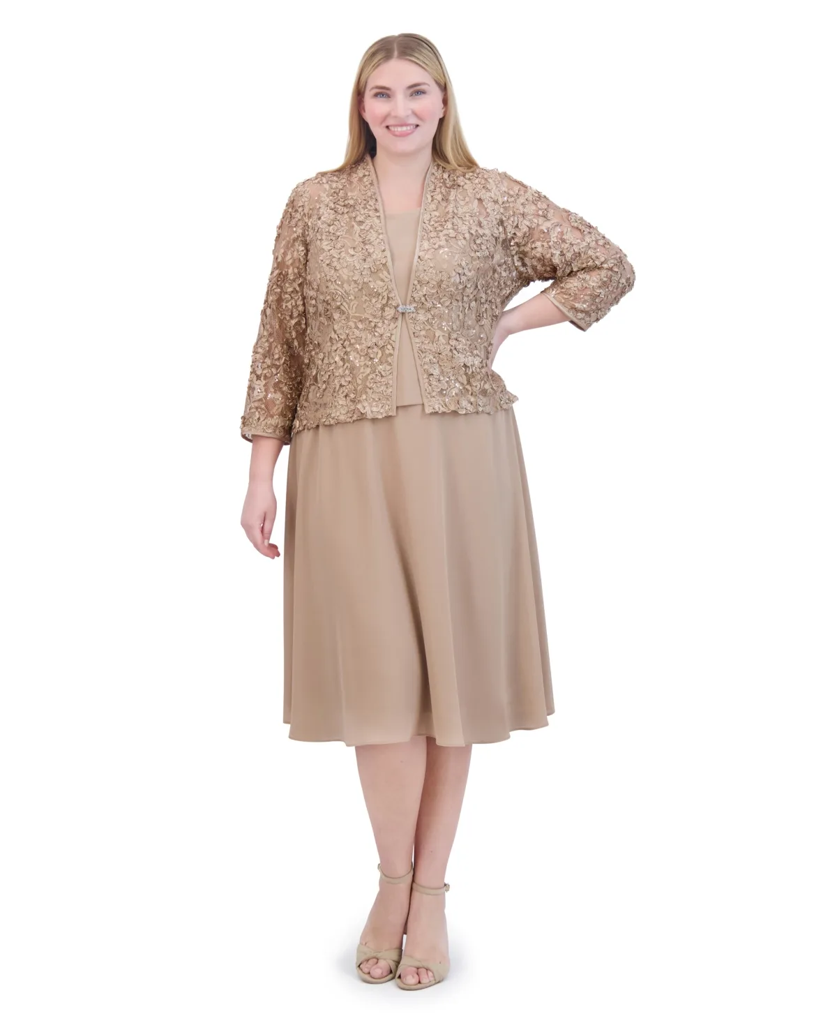 Soutache Jacket and Fit & Flare Dress, 2-Piece Set by Jessica Howard