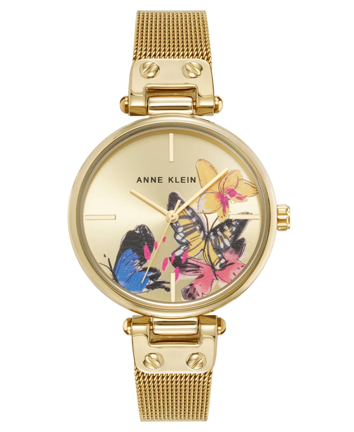 Butterfly Quartz Gold-Tone Stainless Steel Mesh Watch 40mm by Anne Klein