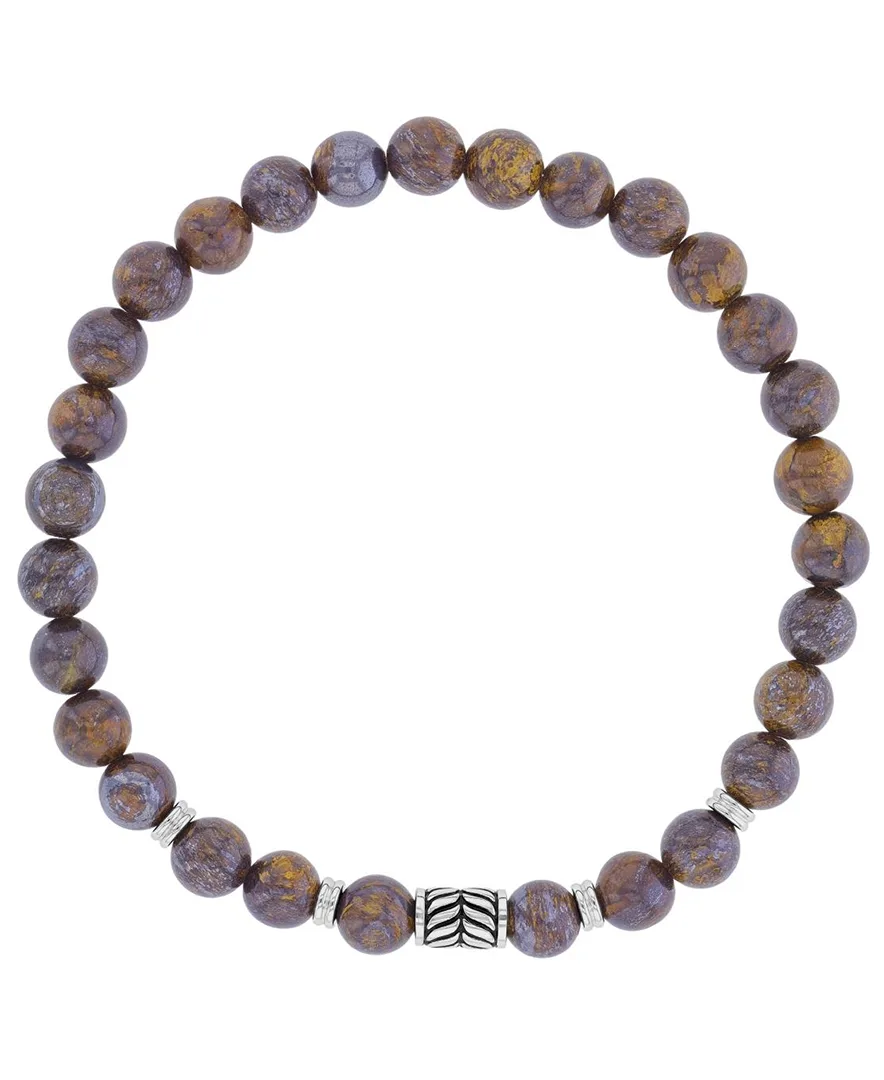 Platinum-Plated Textured Beads Stretch Bracelet by Quiksilver