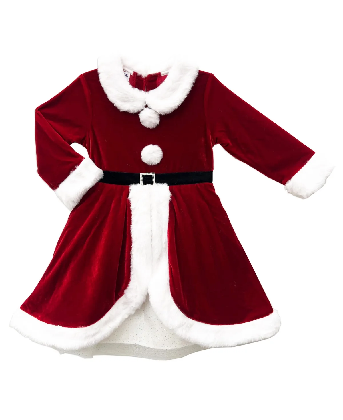Holiday Long-Sleeve Faux-Fur-Trim Santa Dress by Blueberi Boulevard
