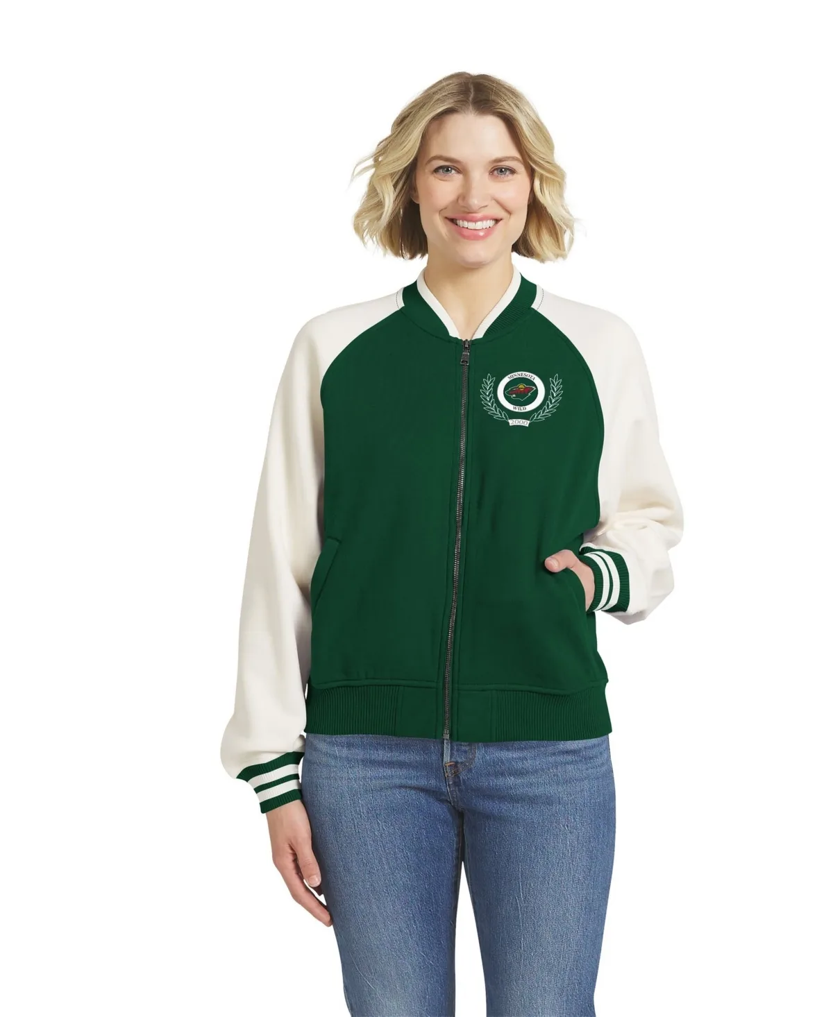 Minnesota Wild Fleece Varsity Full-Zip Jacket by Wear by Erin Andrews