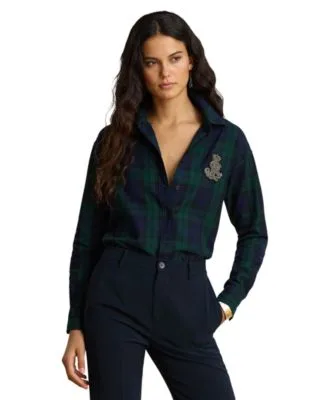 Lauren Ralph Lauren Black Watch Plaid Relaxed Fit Collared Shirt by Ralph Lauren