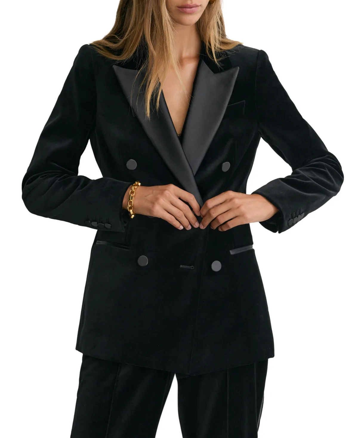 Wren Double-Breasted Velvet Blazer