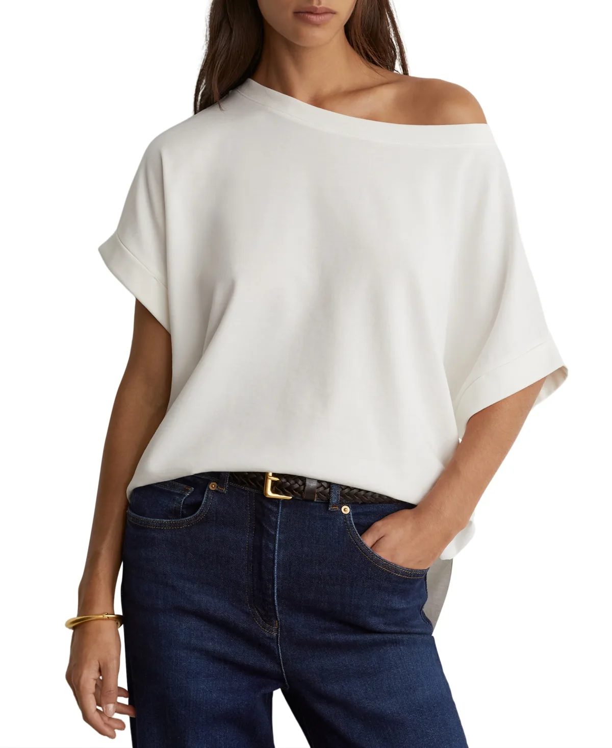 Sia Cotton Off-Shoulder T-Shirt by Reiss