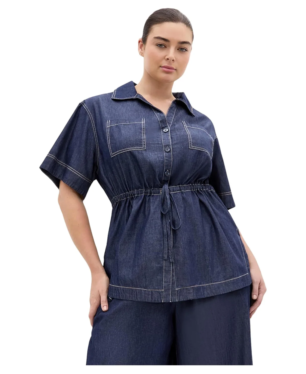 Mikayla Cotton Denim Shirt by City Chic