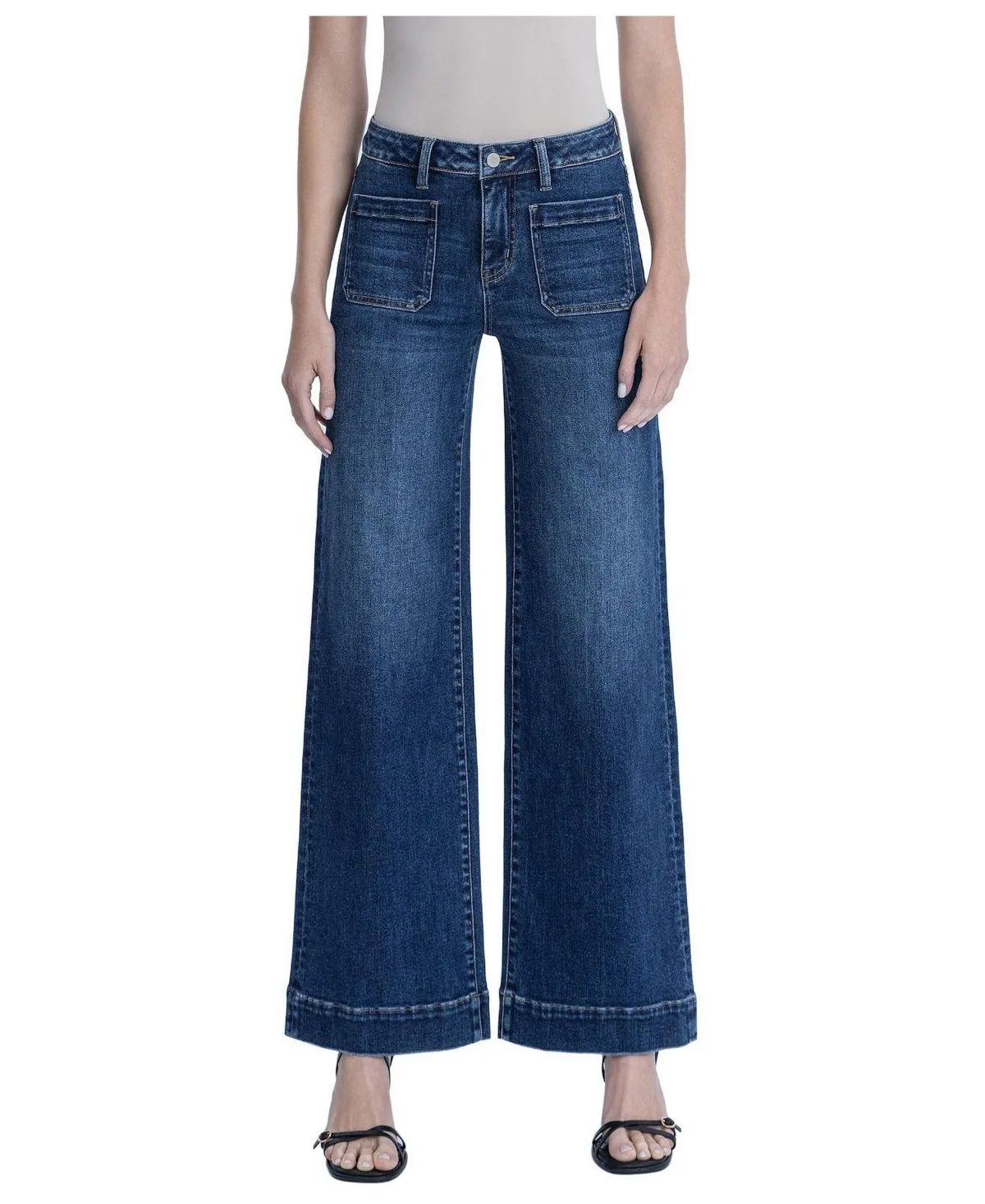 High-Rise Wide-Leg Dark Wash Jeans by Flying Monkey