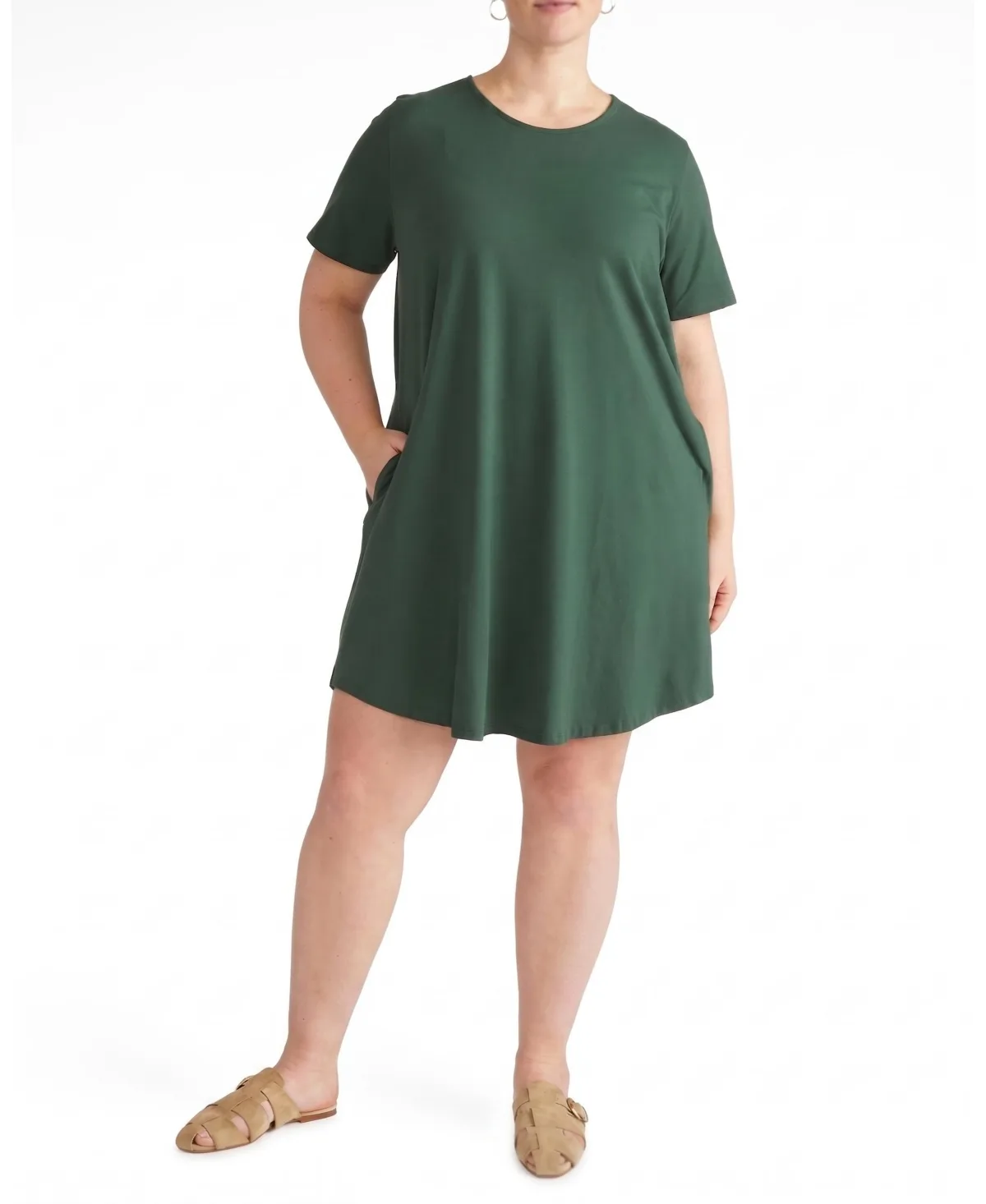 Halie Relaxed-Fit High-Low Hem T-Shirt Dress with Pockets