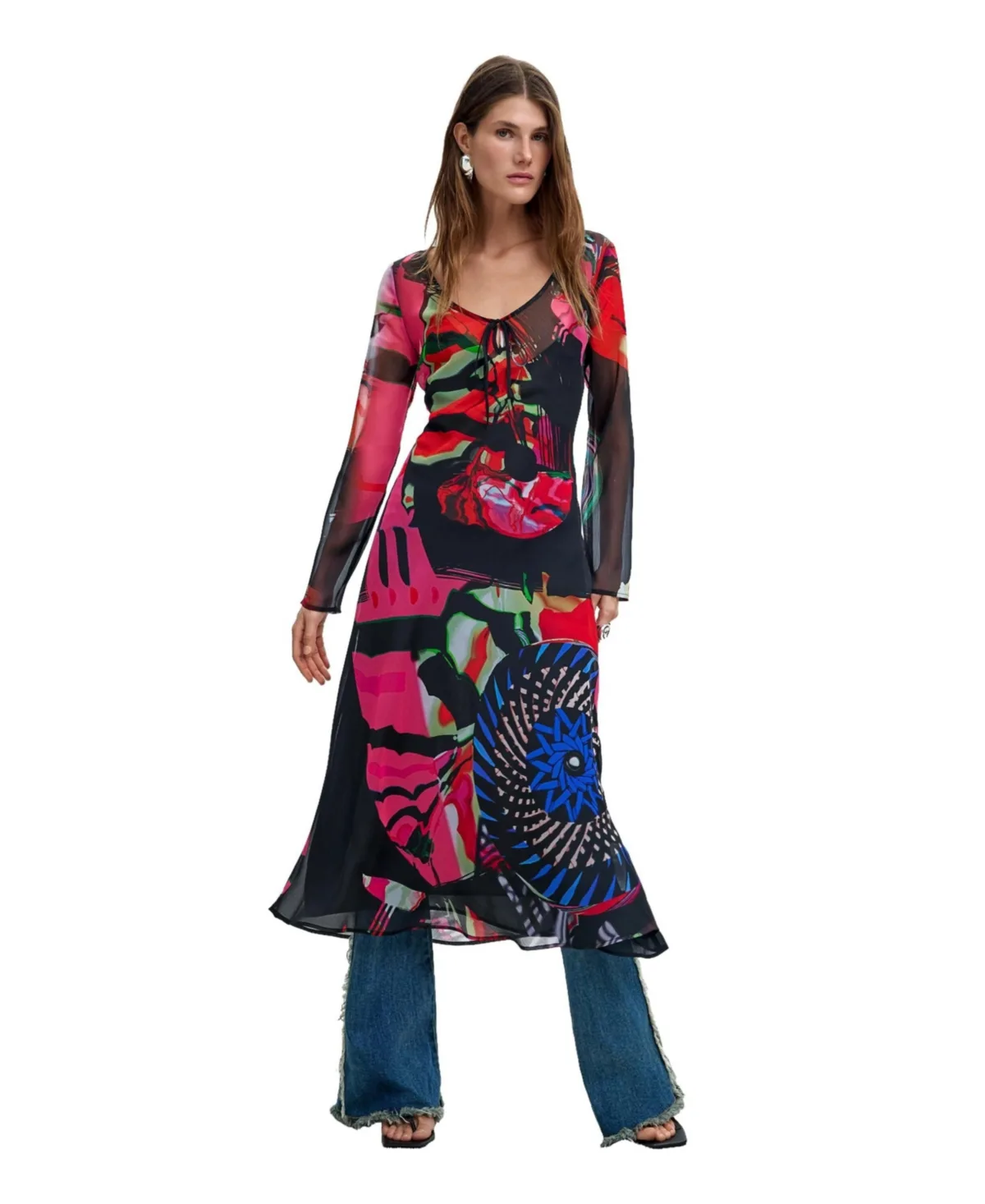 M. C. Lacroix Long-Sleeve Mesh Midi Dress by Desigual