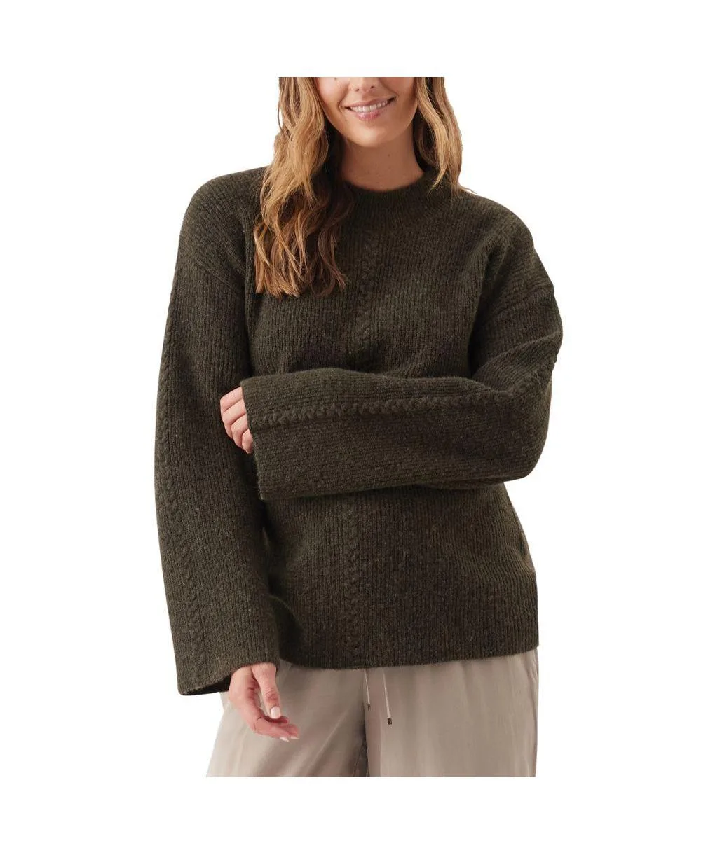 Starci Cable-Knit Crewneck Pullover Sweater by Ripe Maternity