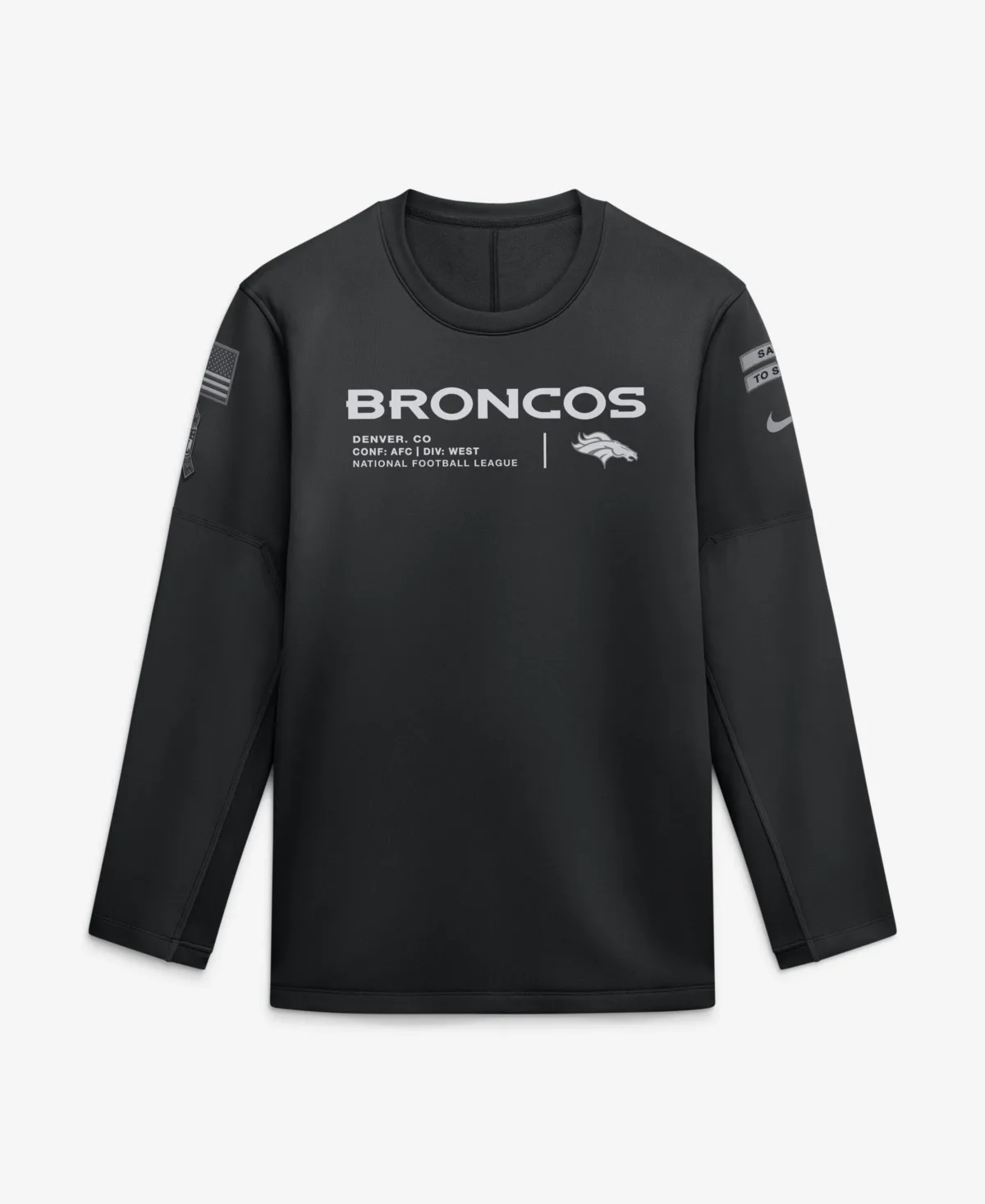 Denver Broncos 2026 Salute to Service Sideline Coaches Crewneck Therma-Fit Sweatshirt