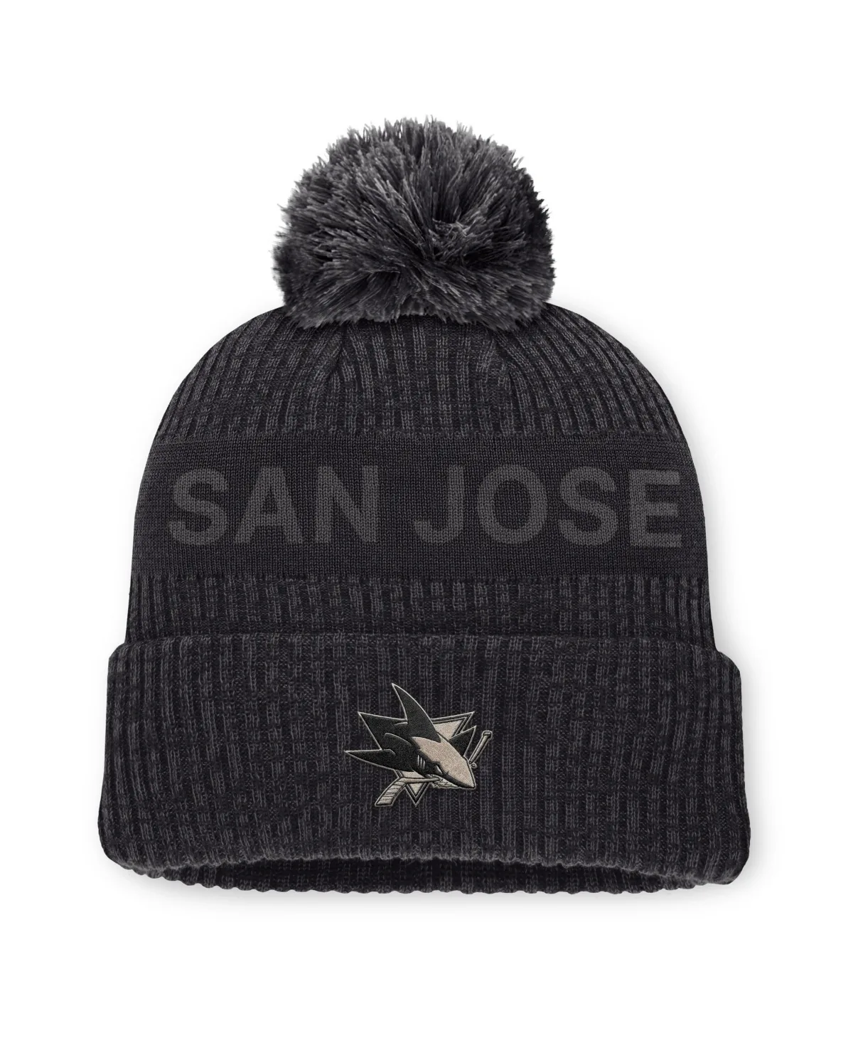 San Jose Sharks Road Phantom Cuffed Knit with Pom Hat