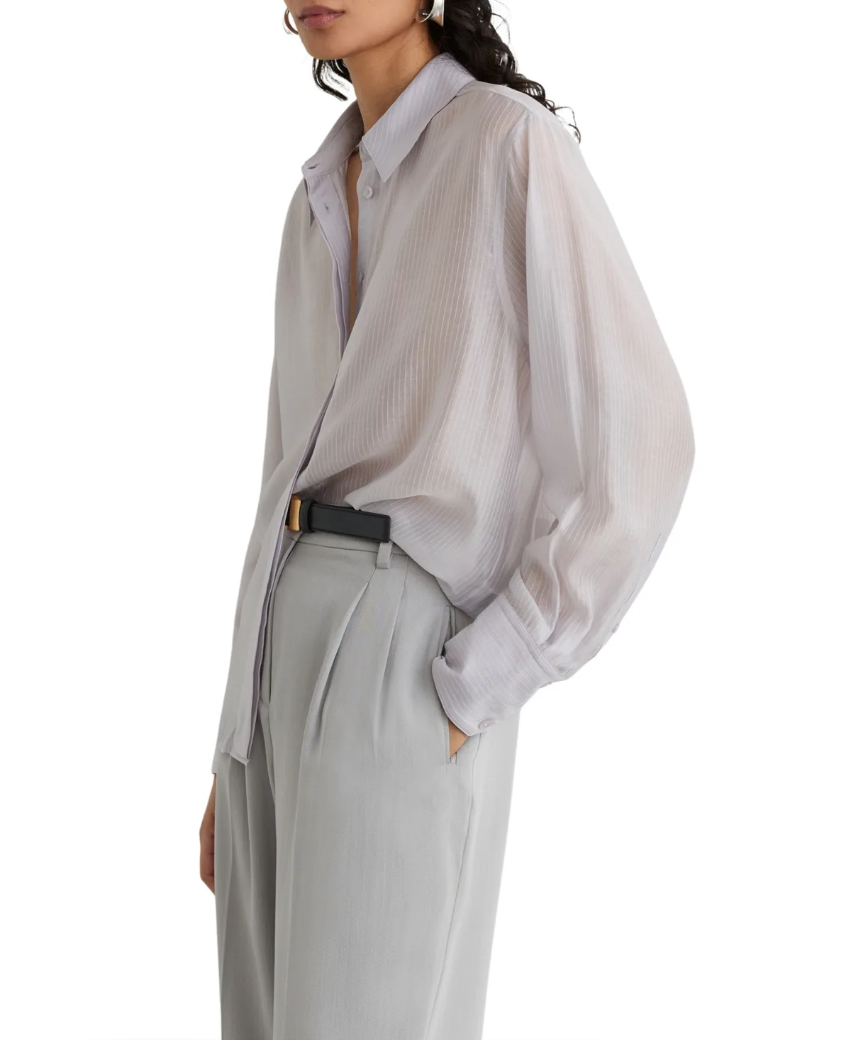 Ally Striped Long-Sleeve Button-Up Shirt by Reiss