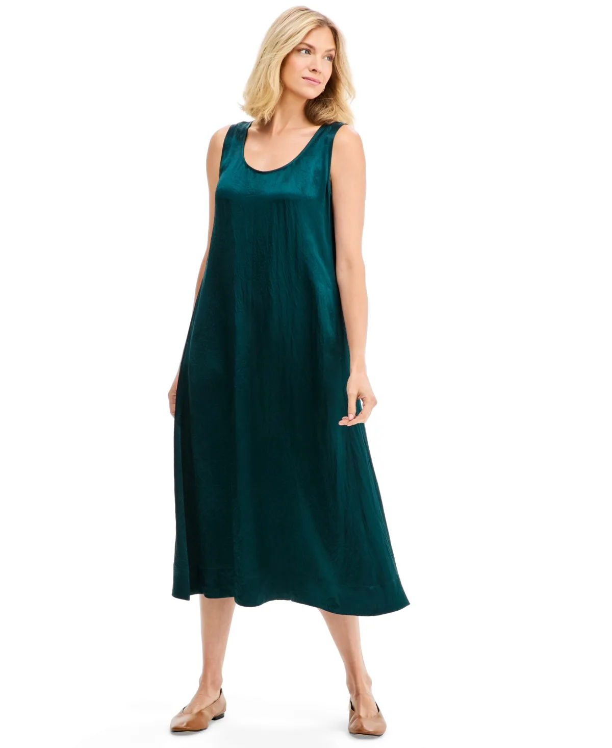 A-Line Scoop Neck Midi Dress by Eileen Fisher