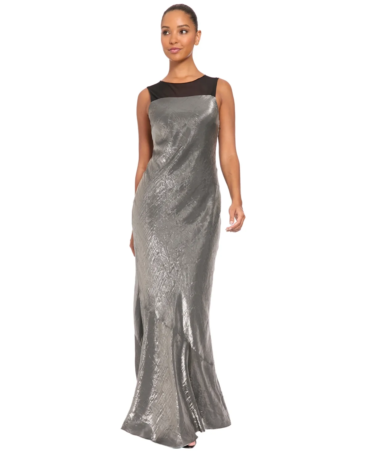 Open-Back Mesh-Strap Fitted Midi Dress by Luxely