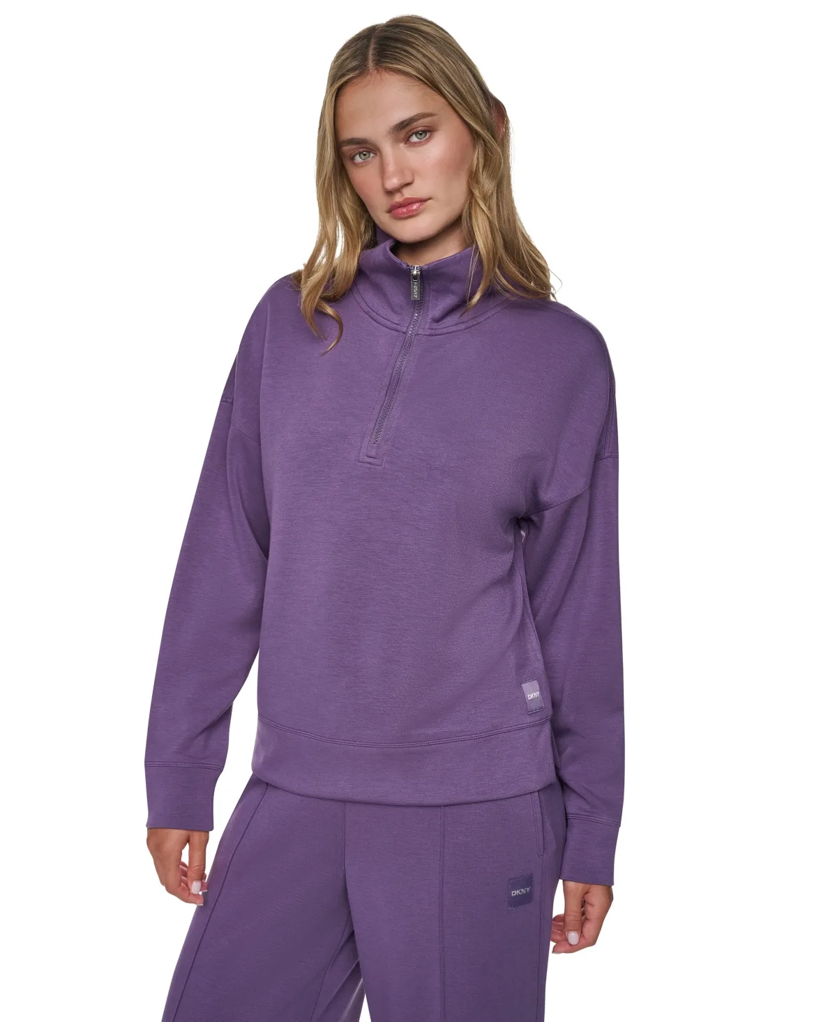 Mock-Neck Half-Zip Stretch-Scuba Sweatshirt by DKNY