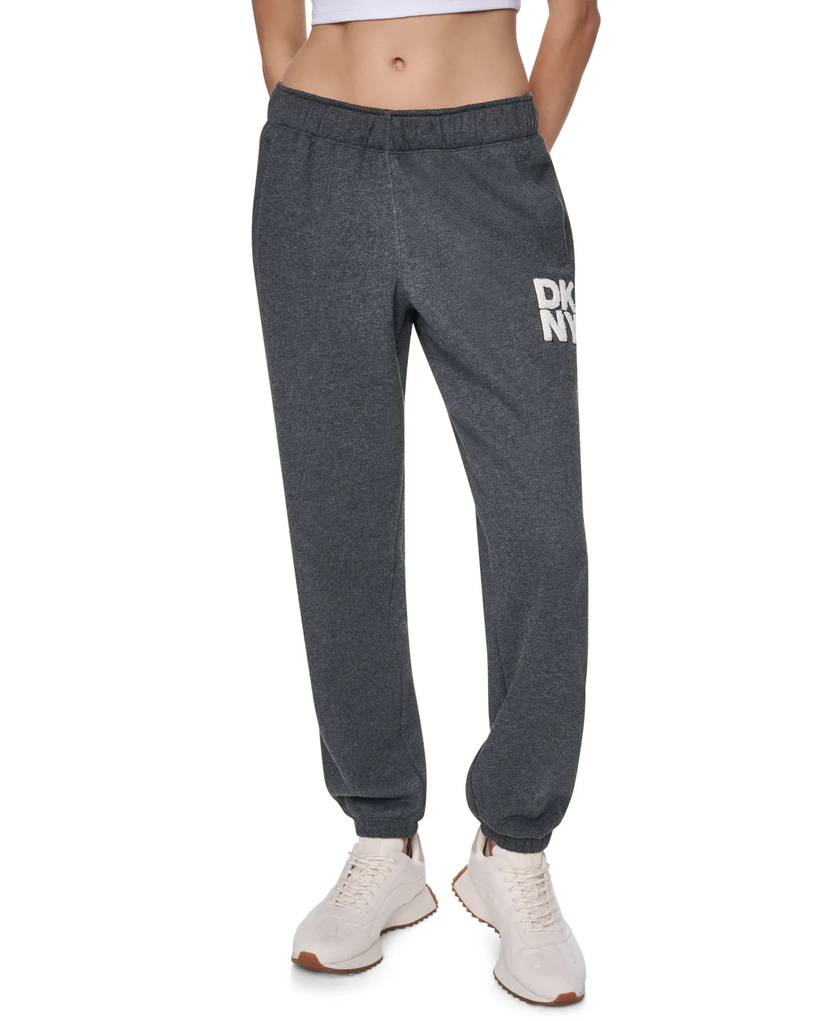 Chenille Applique Logo Mid Rise Joggers by DKNY