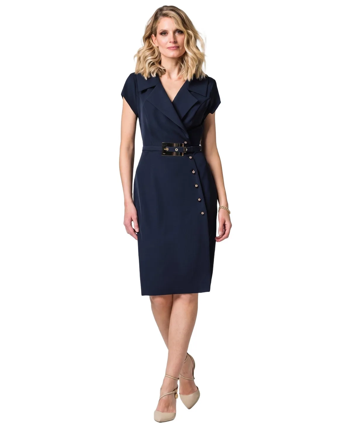 Olga V-Neck Belted Wrap Dress