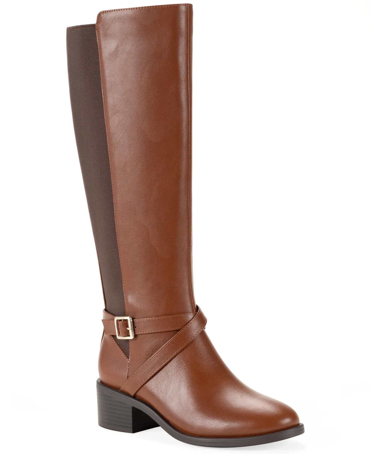 Yanaa Knee High Buckle Memory Foam Faux Leather Riding Boots by Style & Co