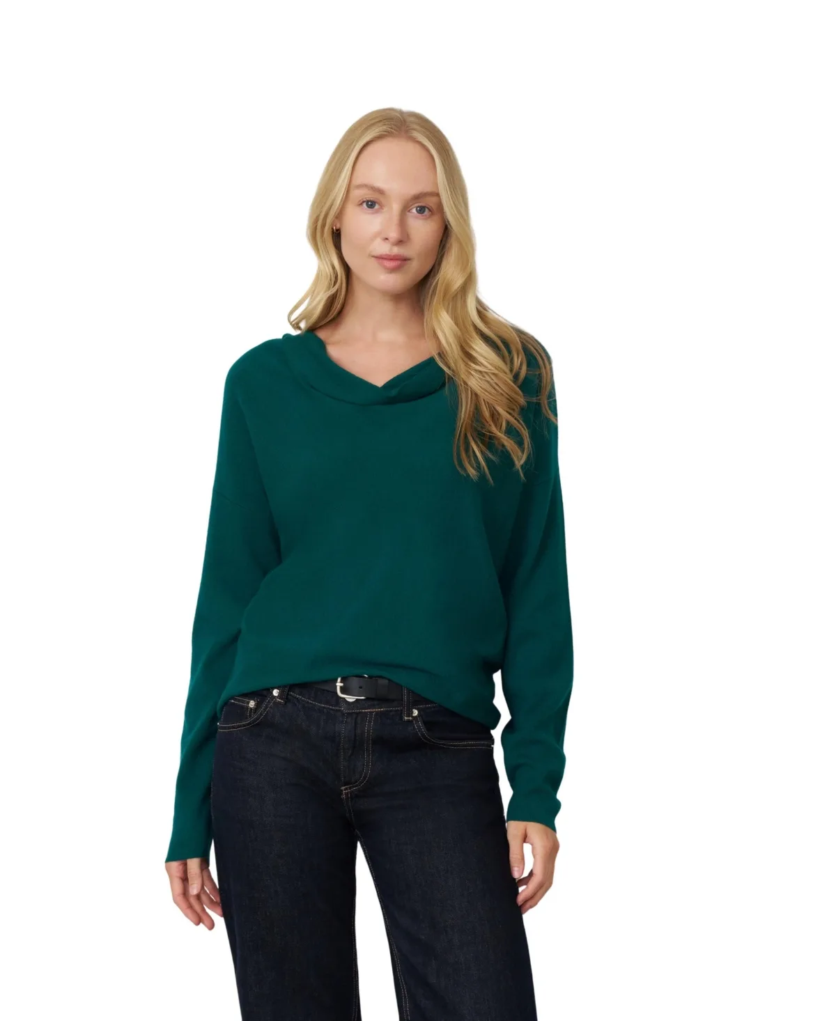 Draped Cowl Neck Long-Sleeve Sweater by Cable & Gauge
