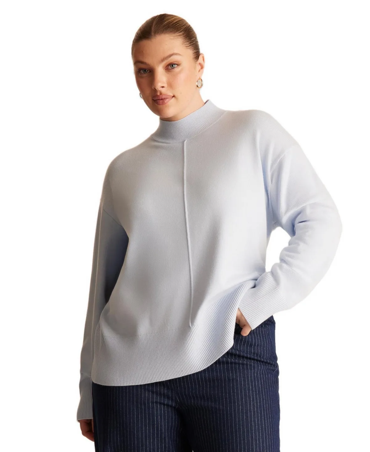 Neve Ribbed High Neck Knit Sweater by Estelle