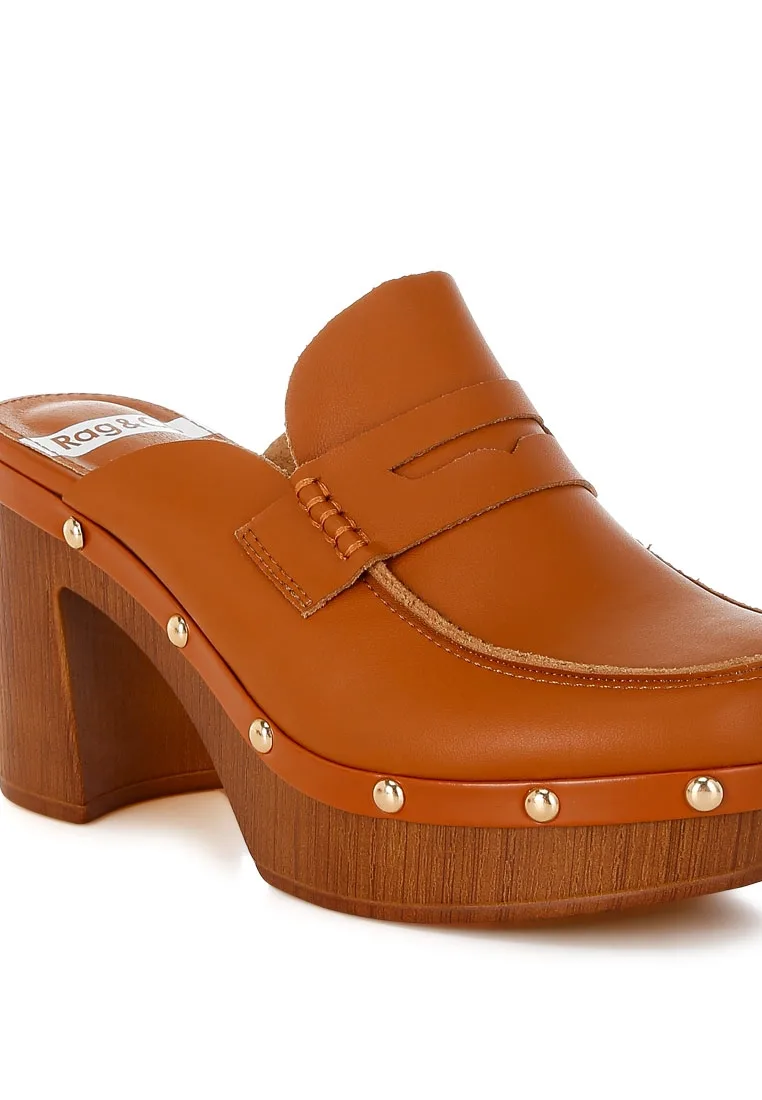 Lyrac Recycled Leather Platform Clogs by Rag & Co