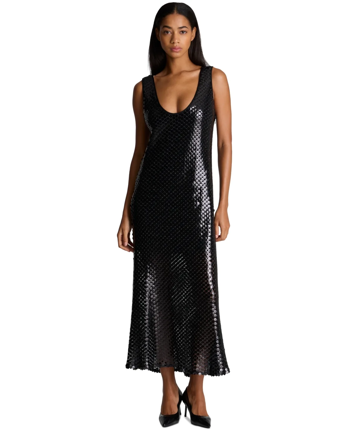 Tank Slip Midi Sequin Scoop Neck Dress by Kenneth Cole