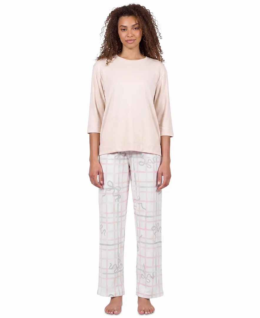 Brushed Loose Knit 3/4-Sleeve Top and Pants, 2-Piece Set by HUE