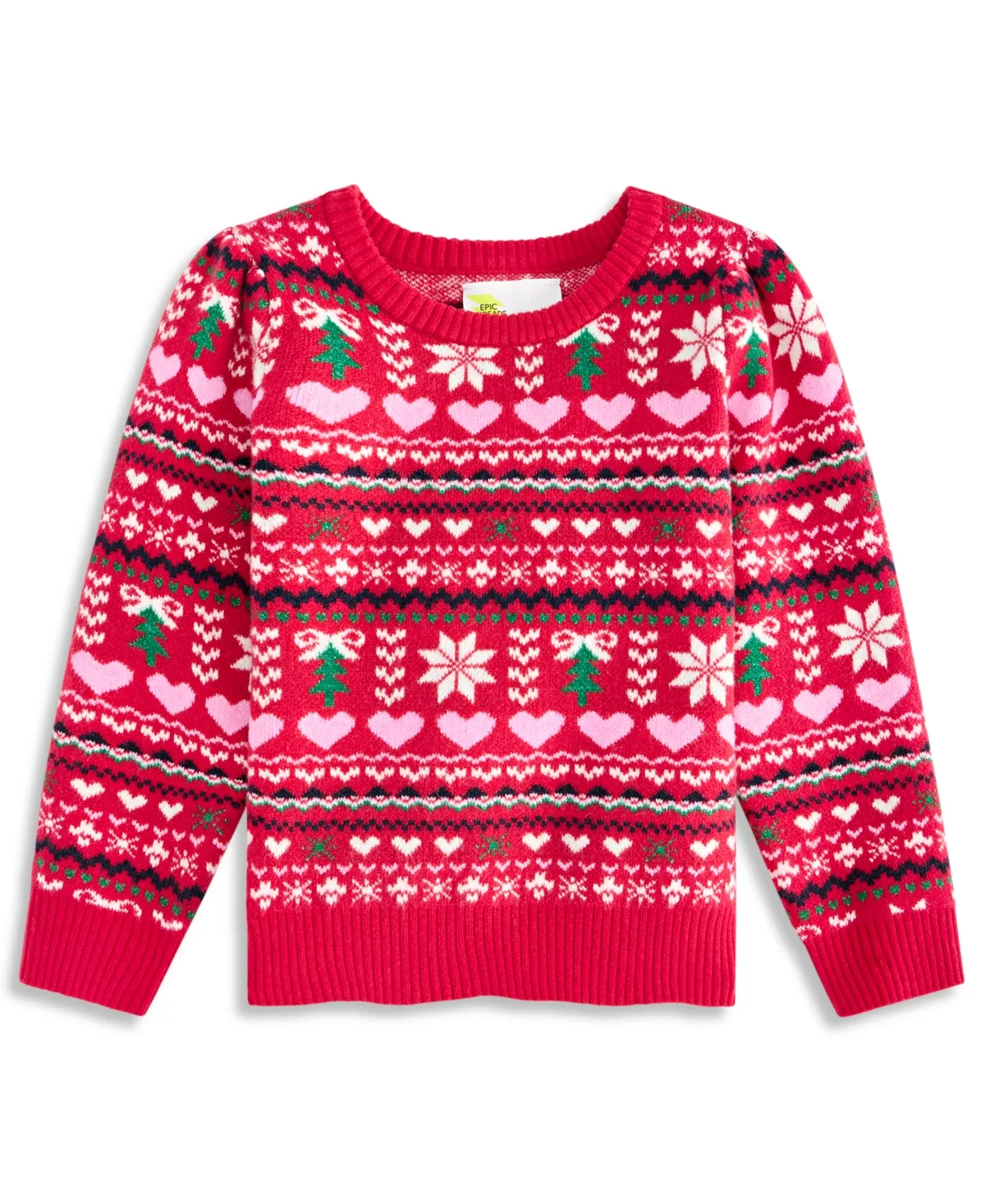 Fair Isle Puff Shoulders Sweater by Epic Threads