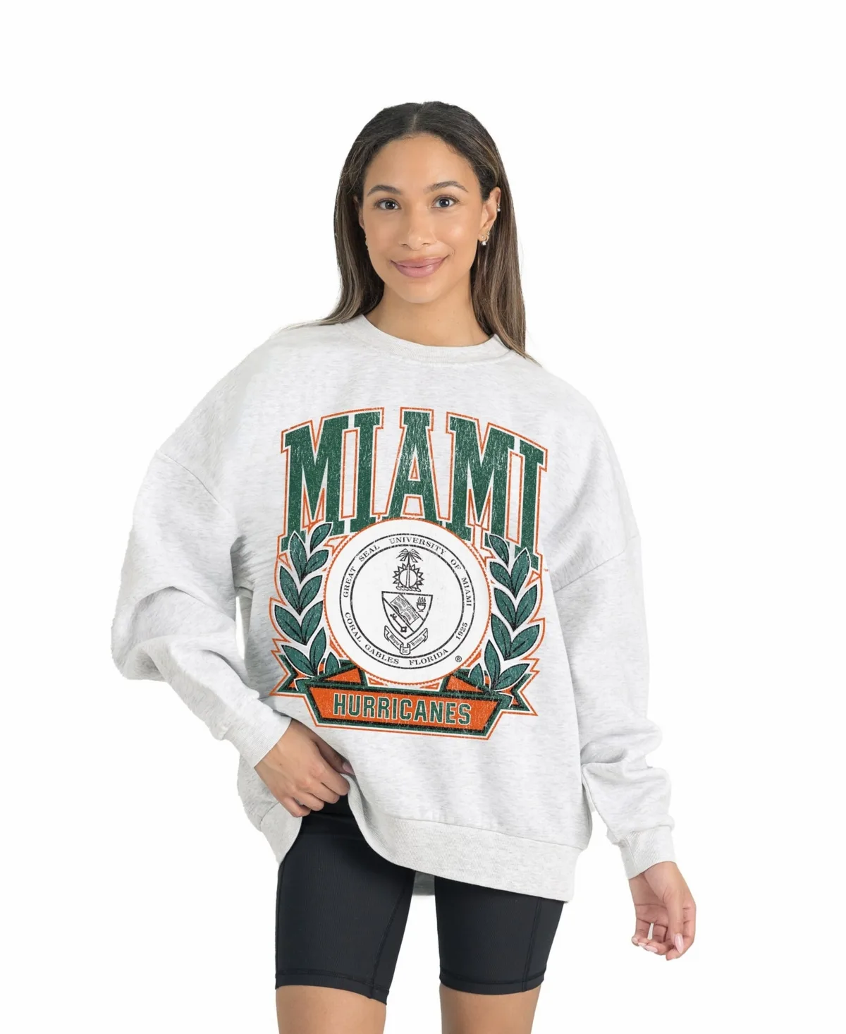 Miami Hurricanes Premium Fleece Drop Shoulder Oversized Pullover Sweatshirt