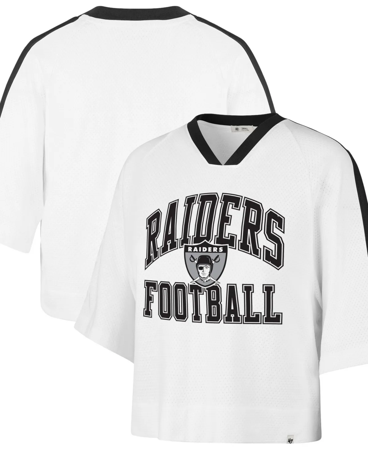 Las Vegas Raiders Big Overarch Drop Needle Raglan V-Neck T-Shirt by 47 Brand