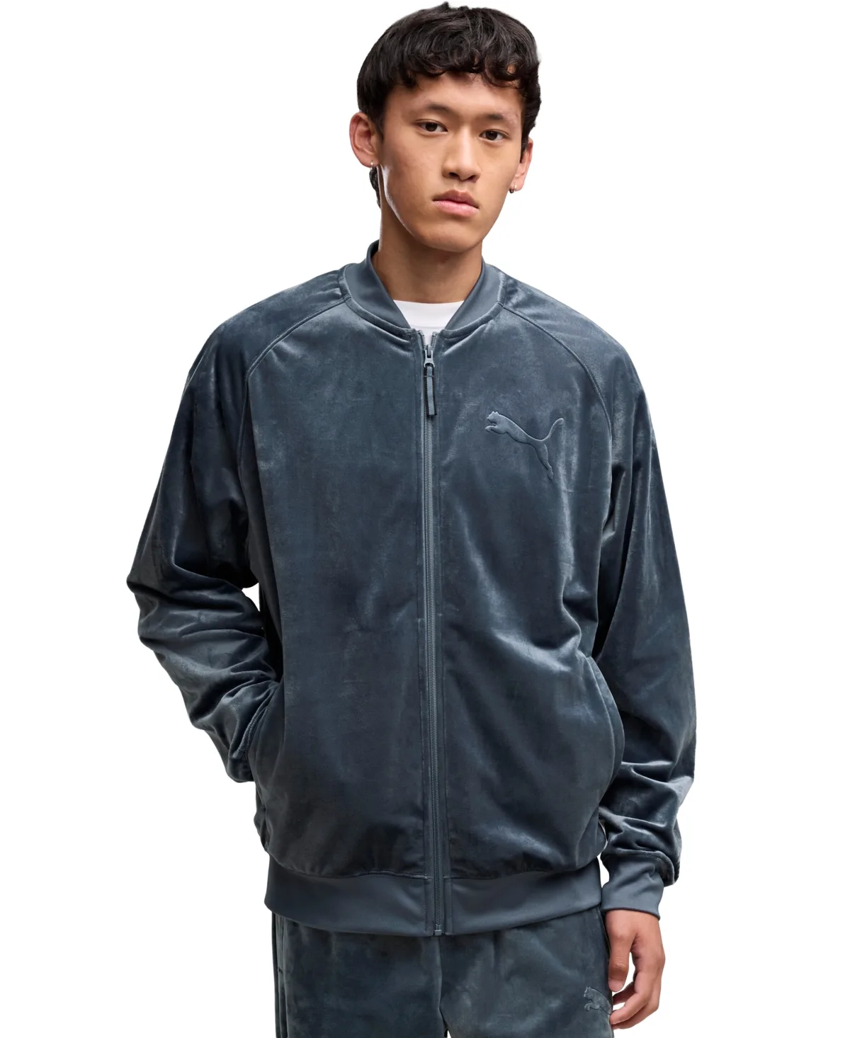 Relaxed Velour Full Zip Track Jacket