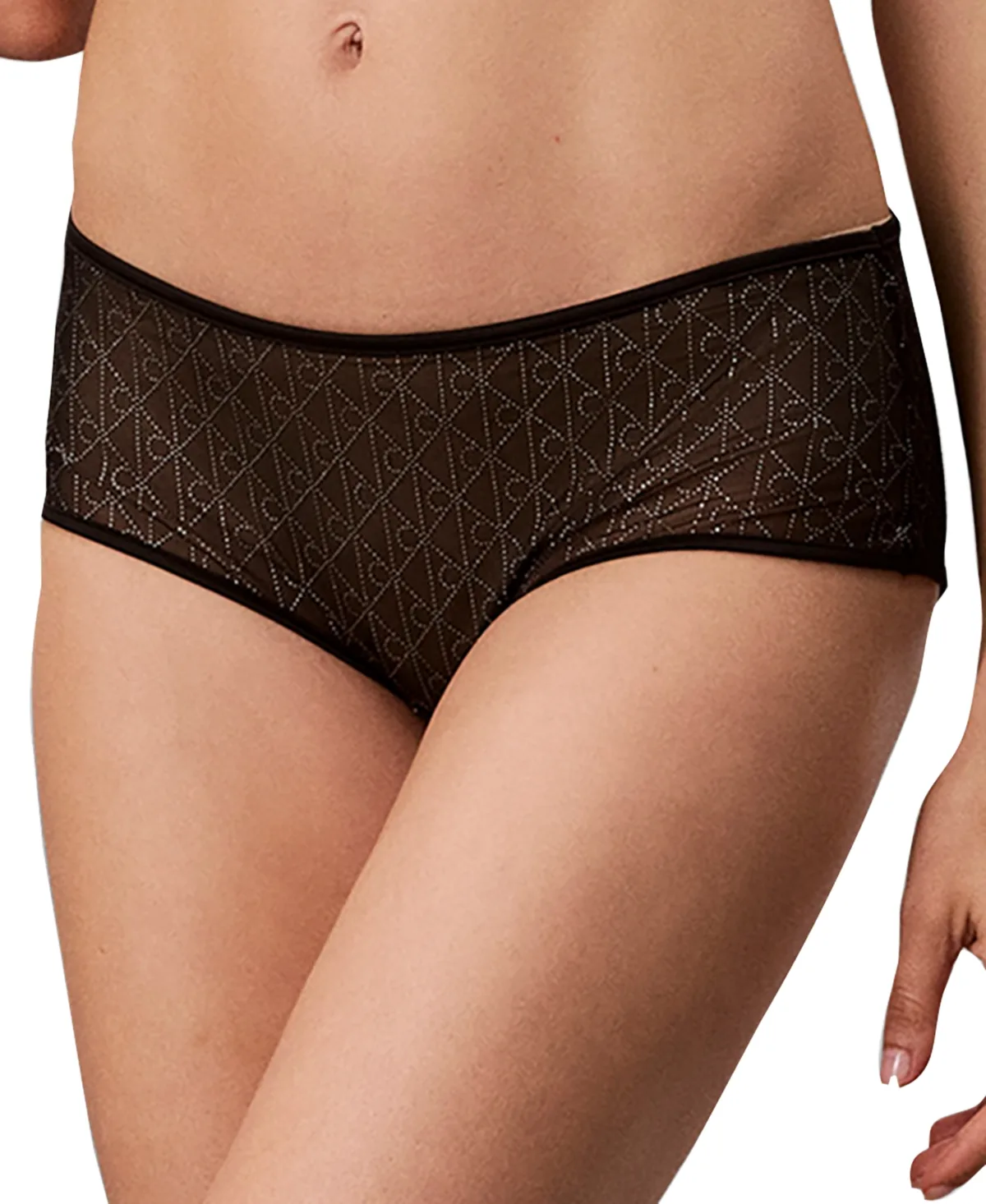 Emblem Mesh Boyshort Panty by Calvin Klein