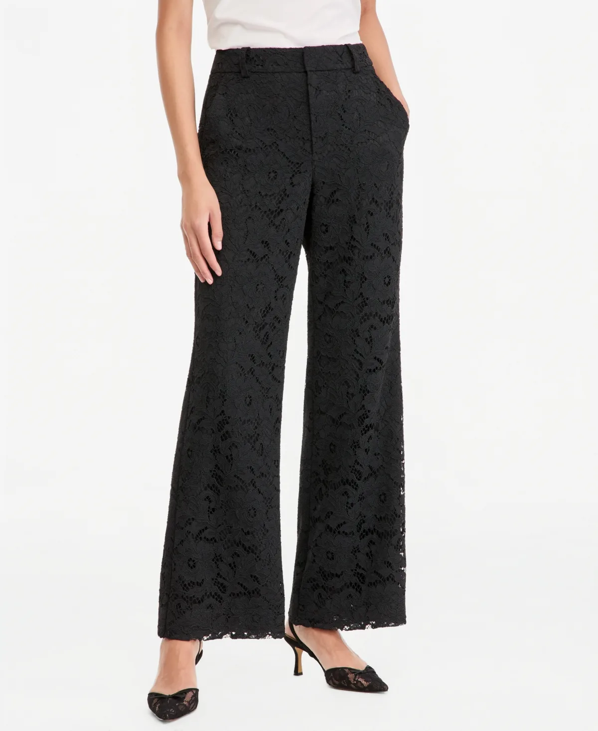High-Waist Wide-Leg Lace Pants by INC International Concepts