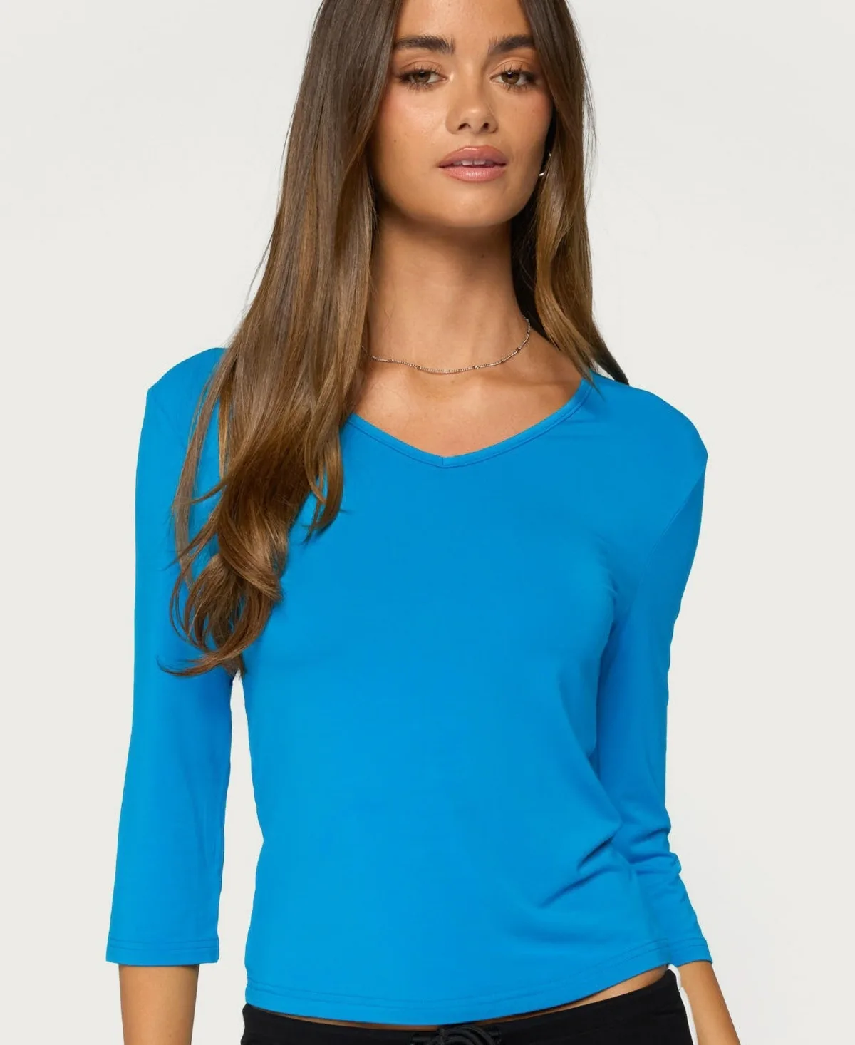 Toralei V-Neck 3/4-Sleeve Rayon-Blend Top by Edikted