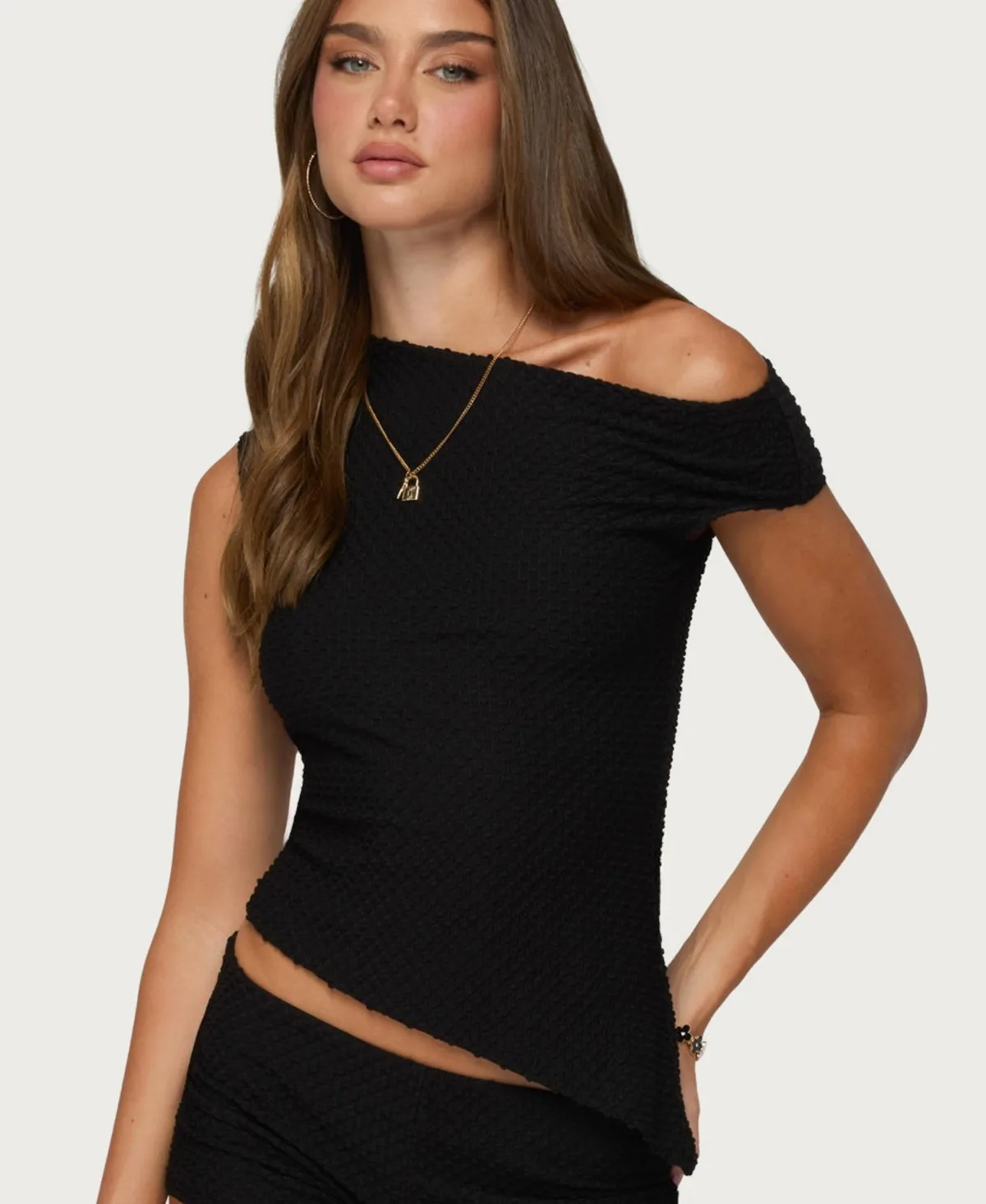 Atile Off-The-Shoulder Asymmetric-Hem Top by Edikted