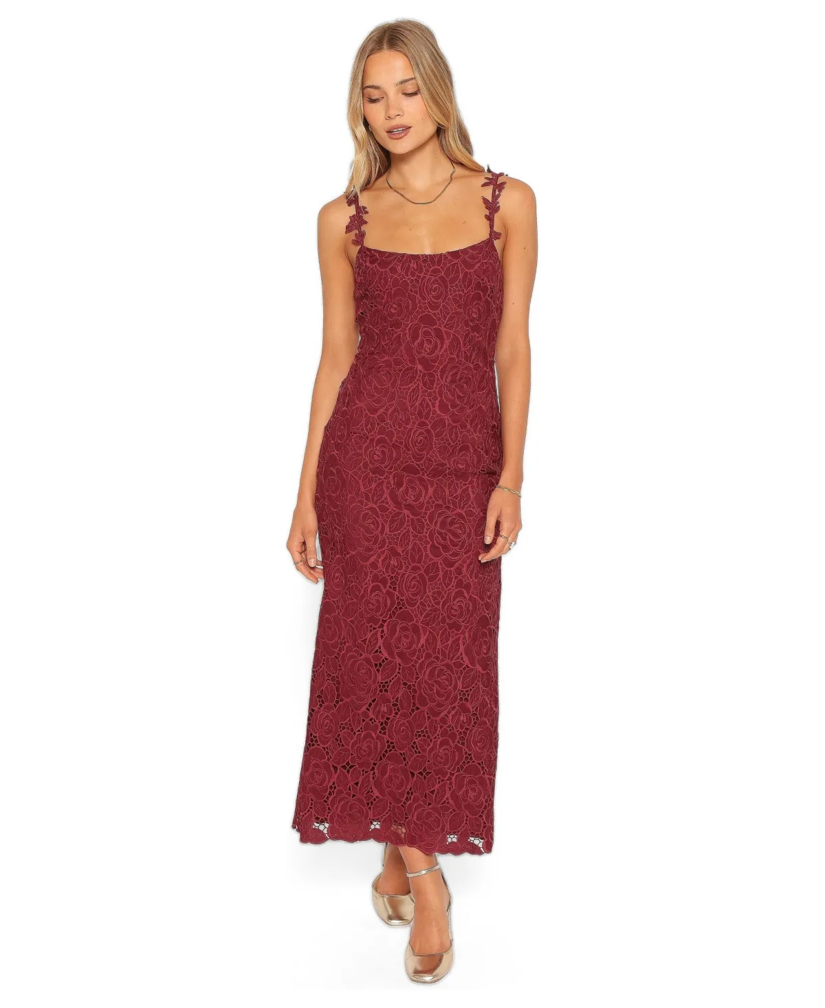 Rosana Square-Neck Lace Maxi Dress by Petal and Pup