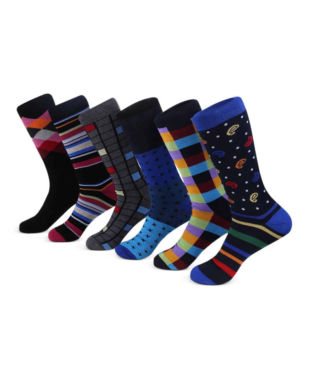 Bold Designer Dress Socks 6 Pack by Mio Marino