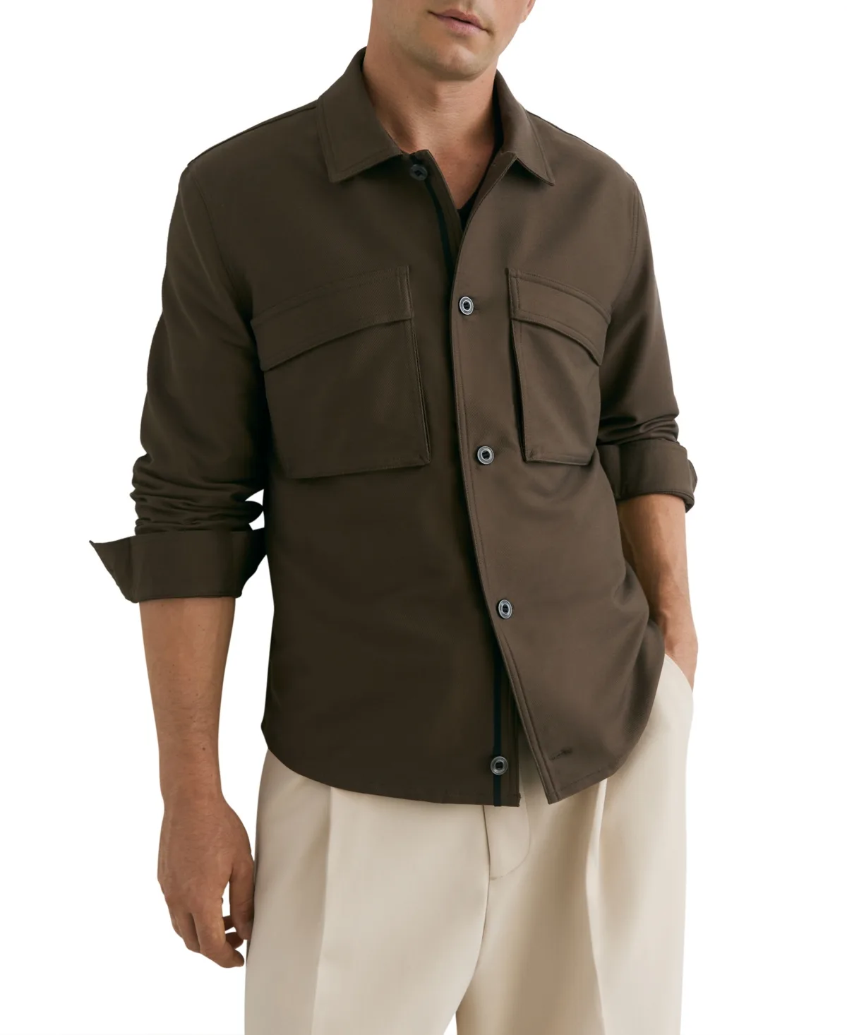 Long-Sleeve Cotton-Blend Regular-Fit Shirt by Reiss