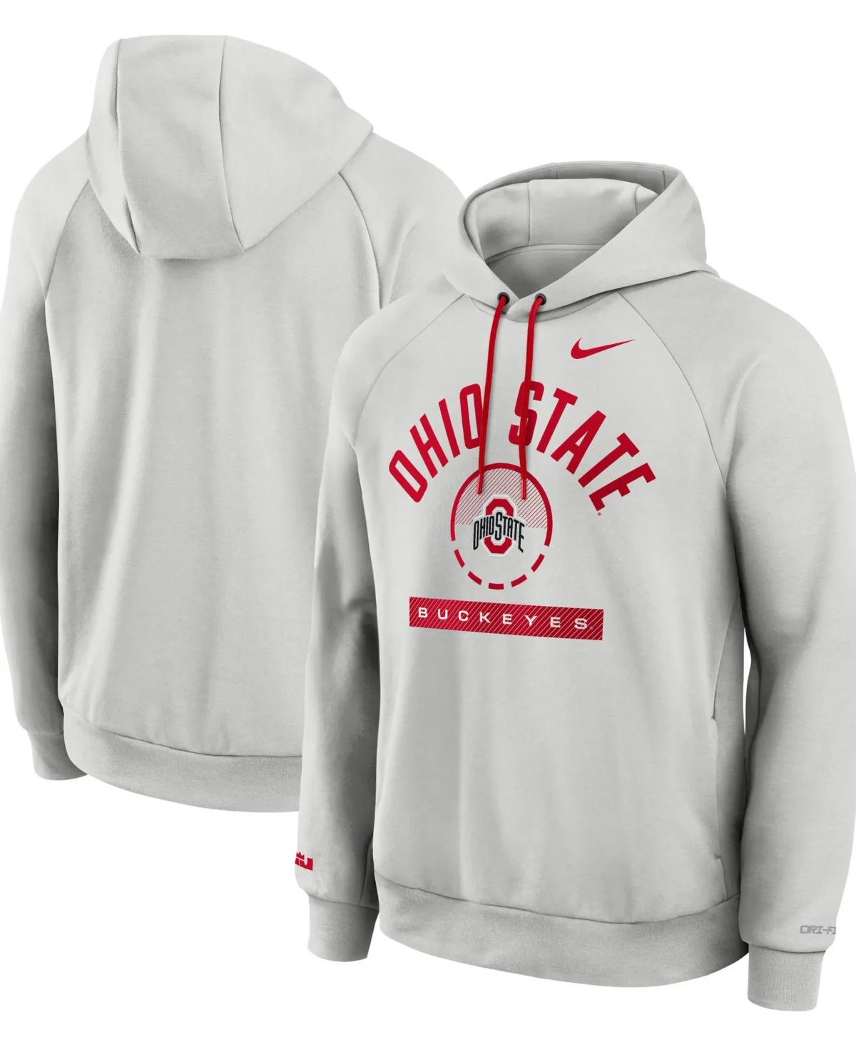 Ohio State Buckeyes Courtside Practice Dri-Fit Raglan Fleece Hoodie by Nike