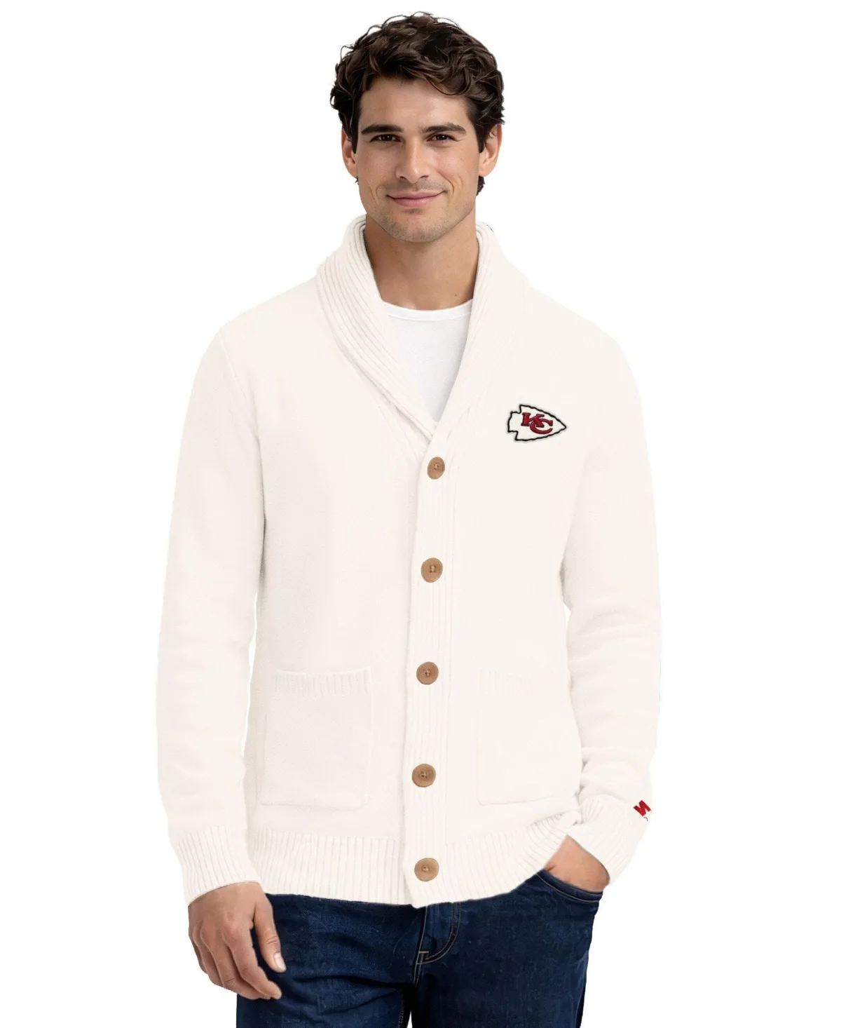 Kansas City Chiefs Shawl Collar Heavy Knit Cardigan Sweater by Starter