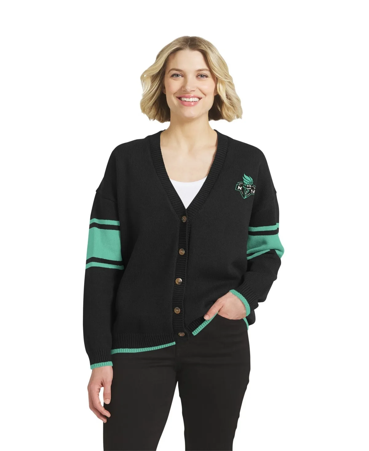 New York Liberty Button-Up Cardigan Sweater