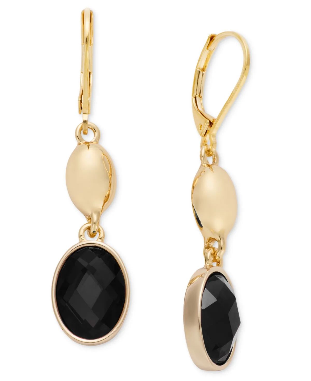 Crystal Domed Oval Double Drop Earrings by Anne Klein