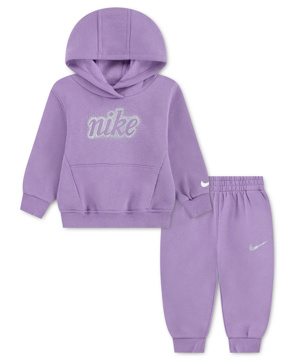Swoosh Sparkle Fleece Hooded Hoodie and Jogger Pants, 2-Piece Set by Nike