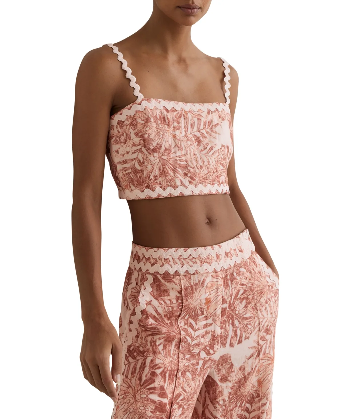 Mila Square-Neck Cropped Strappy Cami Top by Reiss