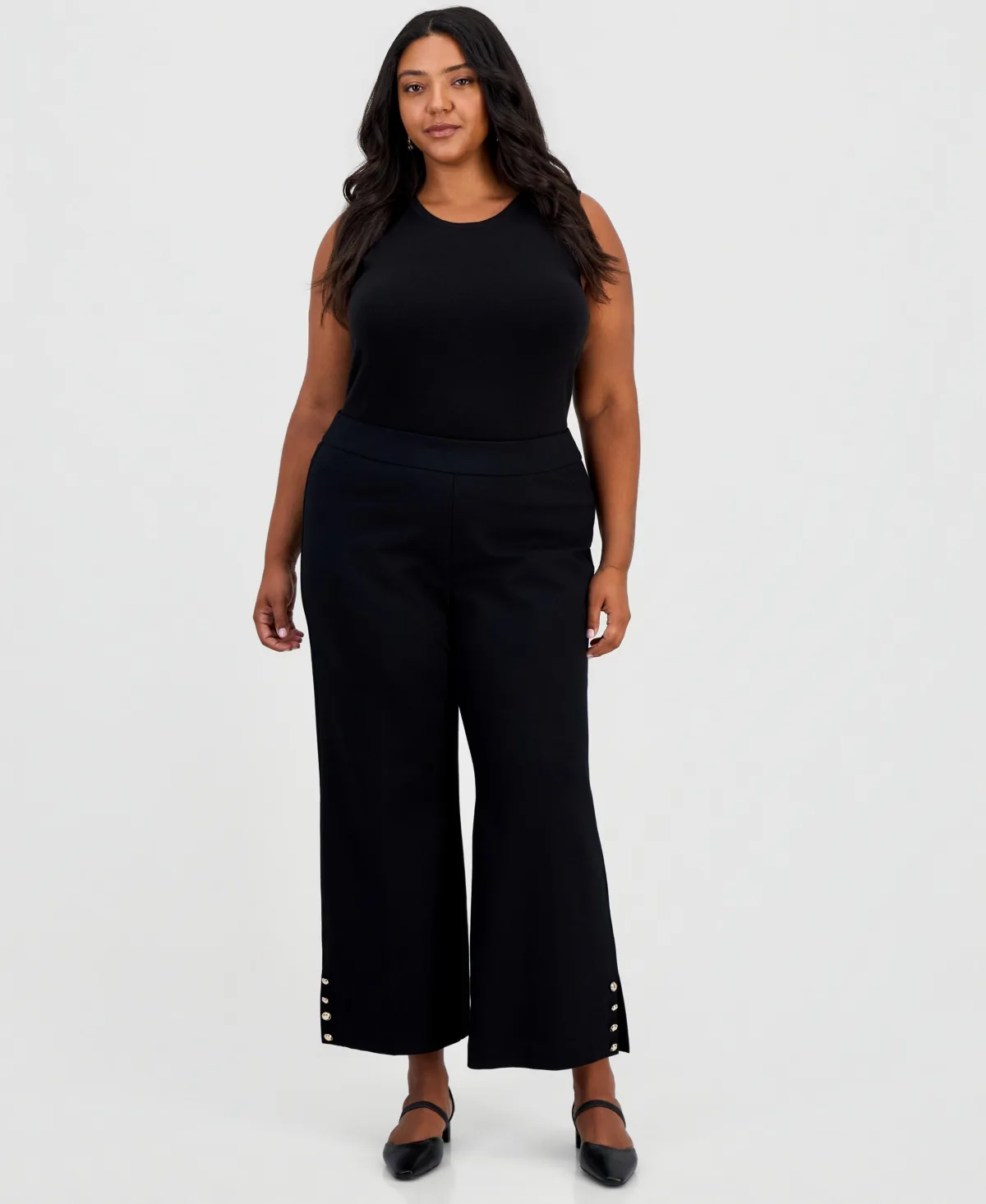 Wide Leg Button Pants