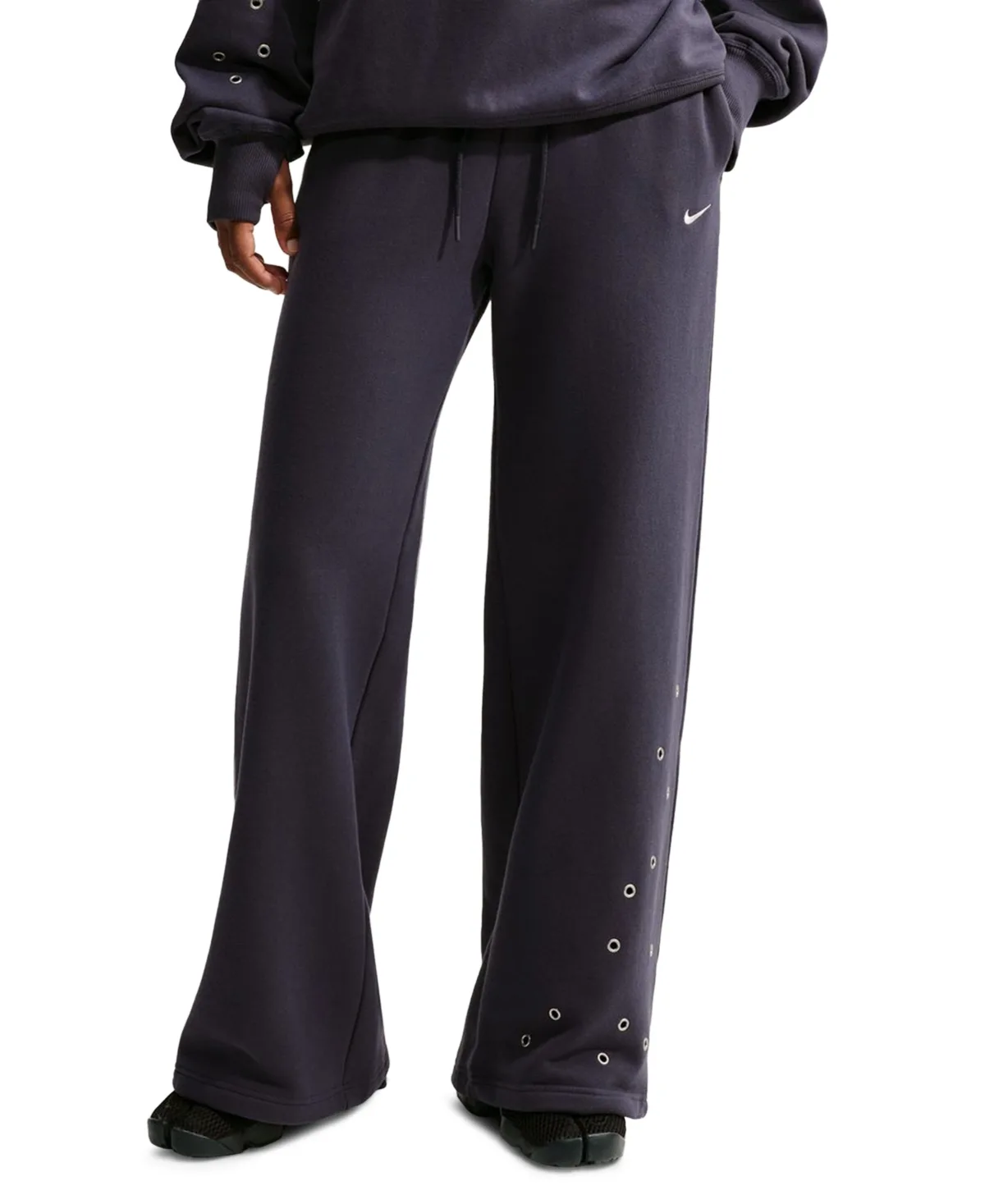 Studio Fleece Mid-Rise Wide-Leg Cotton-Blend Pants by Nike