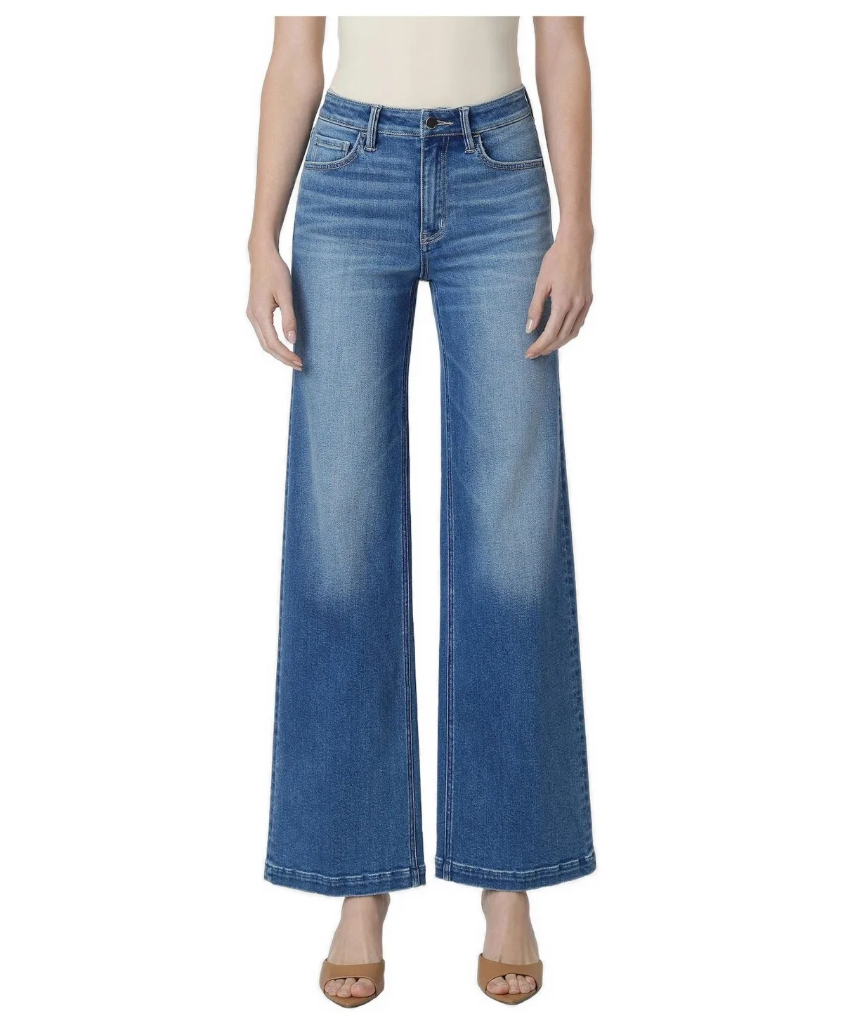 Aquarius High-Rise Trouser Fold Crease Wide-Leg Jeans